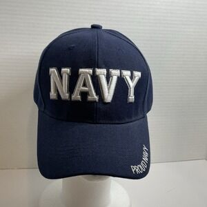 U.S. NAVY Hat Navy Blue & White Baseball Cap Proud Navy Adjustable